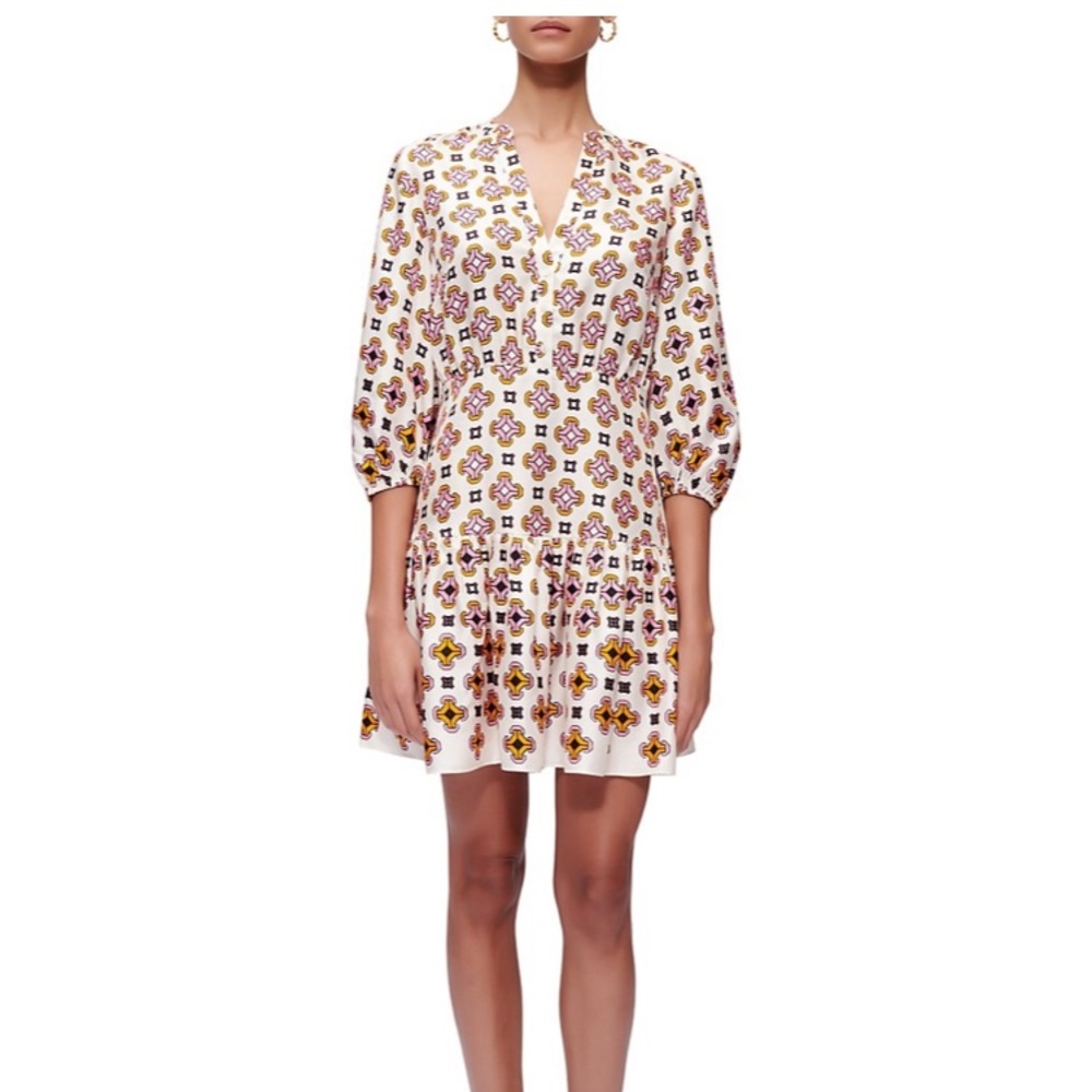 Romea 100% Silk Geometric Print Minidress size small